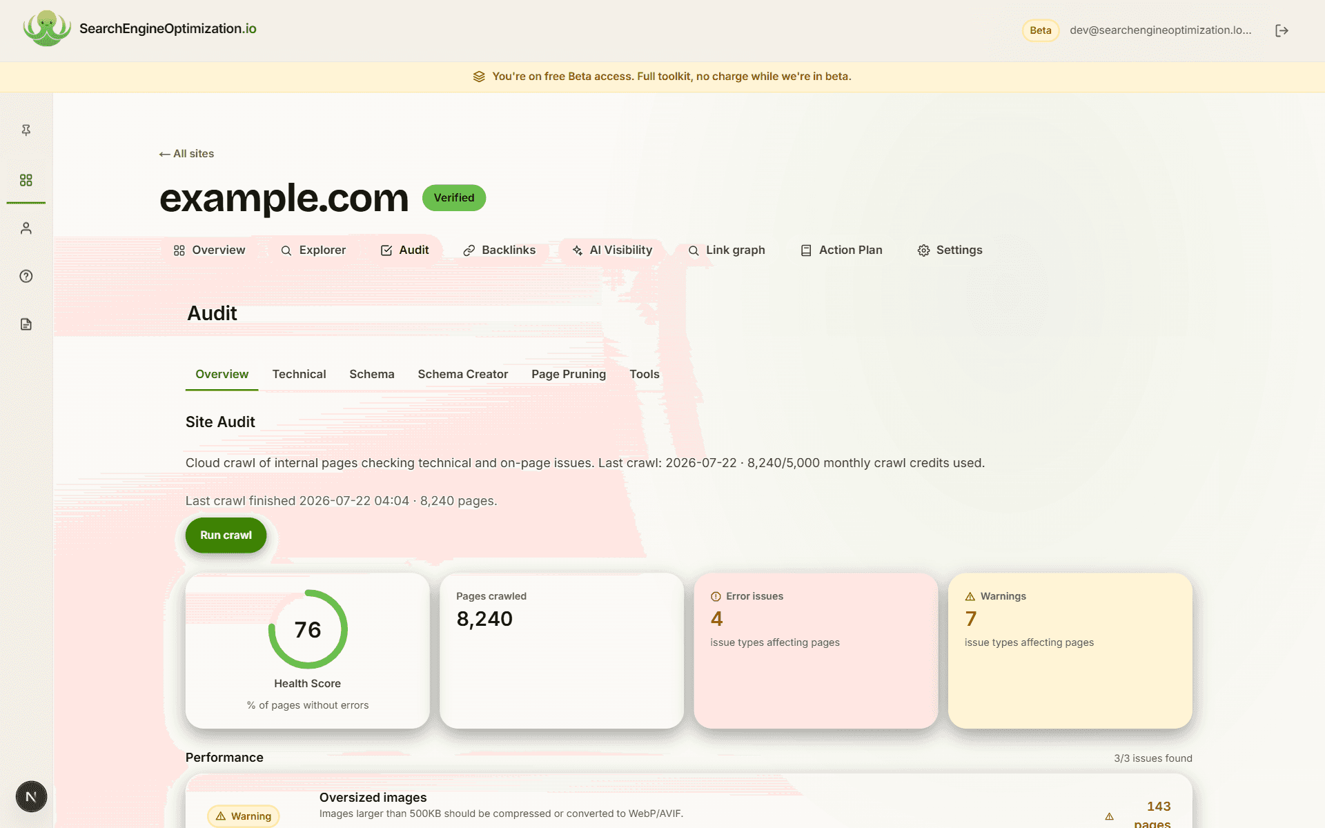 site audit health score