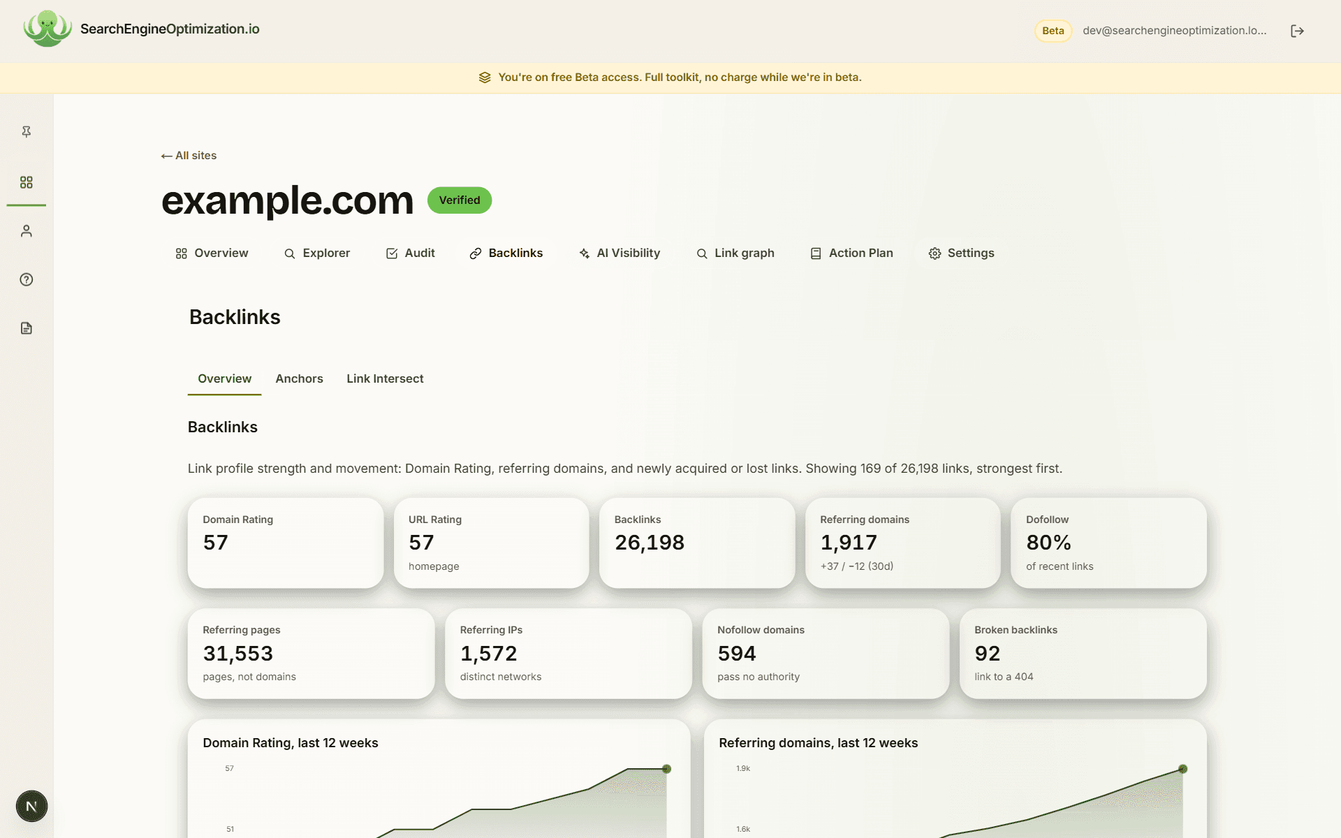 backlink profile with referring domains